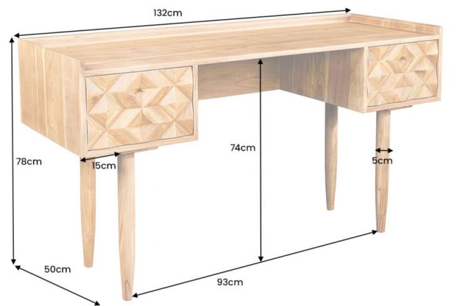 Biurko Alpine retro 130 cm drewno akacjowe - Invicta Interior