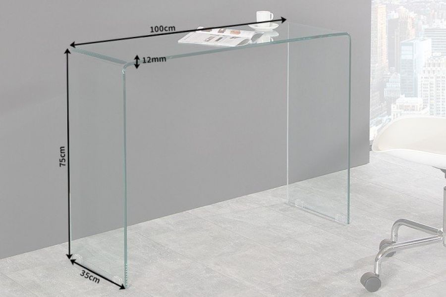 Biurko Clear Club 100 cm szklane  - Invicta Interior