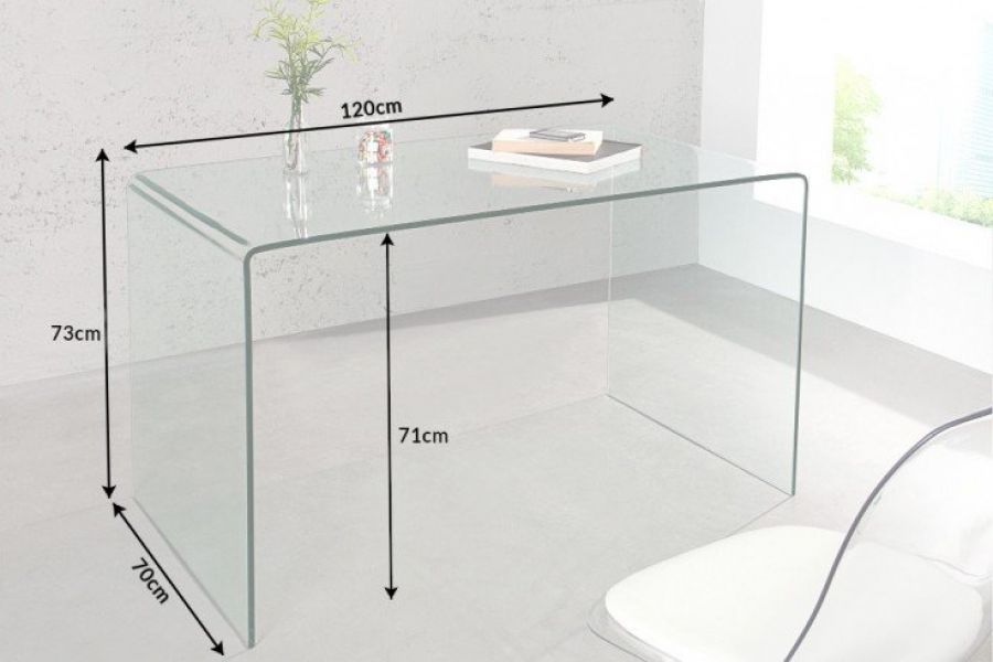 Biurko Clear Club 120 cm szklane  - Invicta Interior