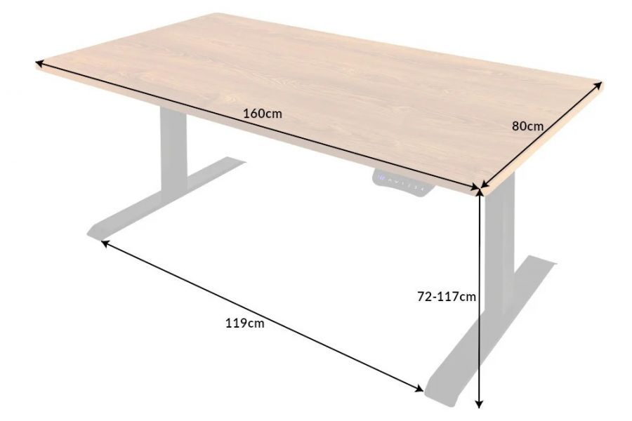 Biurko Oak Desk 160 cm regulowana wysokość - Invicta Interior