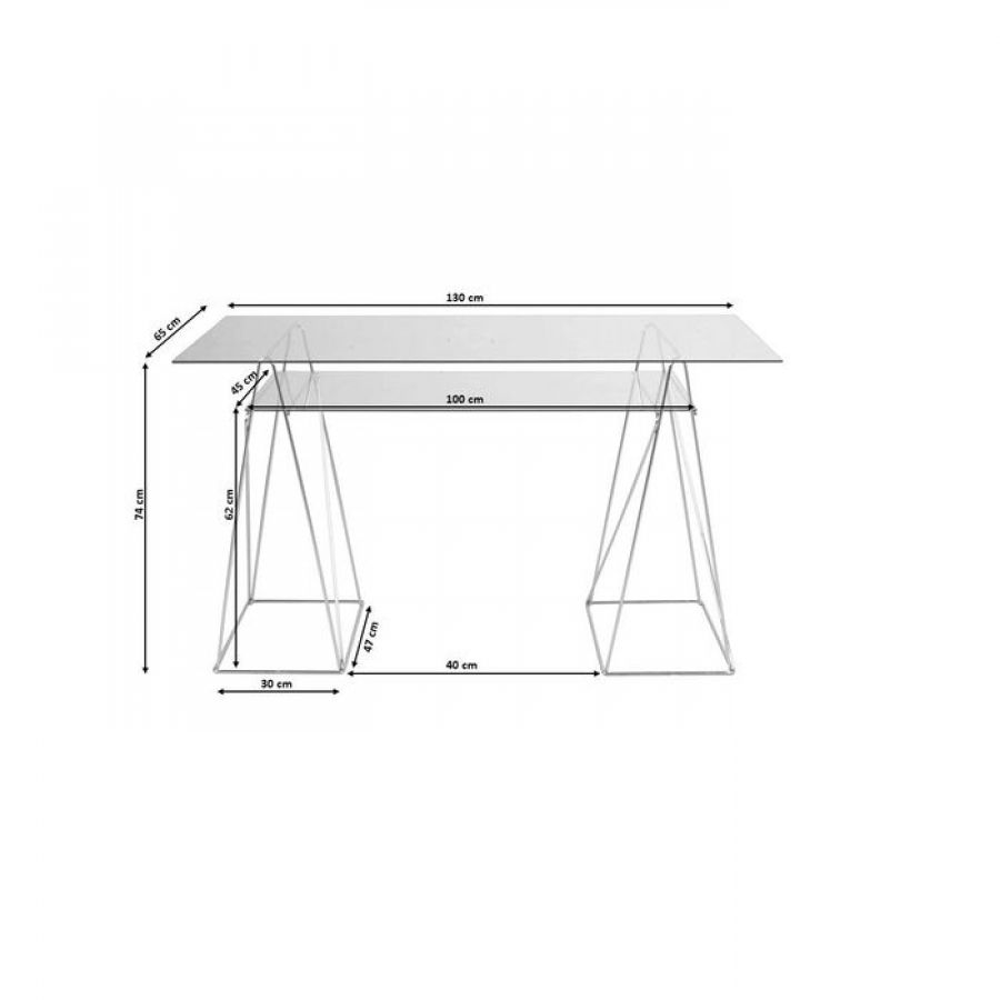 Biurko Polar szklane srebrne - Kare Design