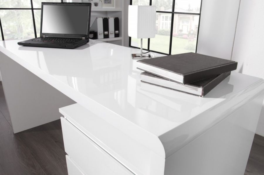 Biurko White Club 160 białe lakierowane  - Invicta Interior