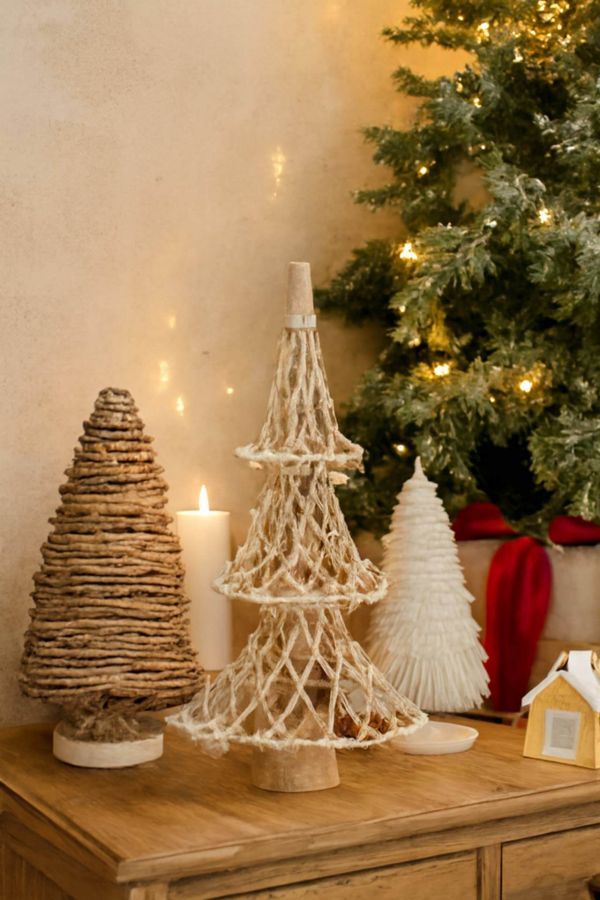 Dekoracja choinka Makrama creme