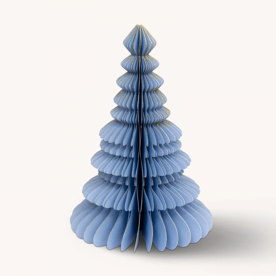 Dekoracja Choinka papierowa origami 30 cm niebieska