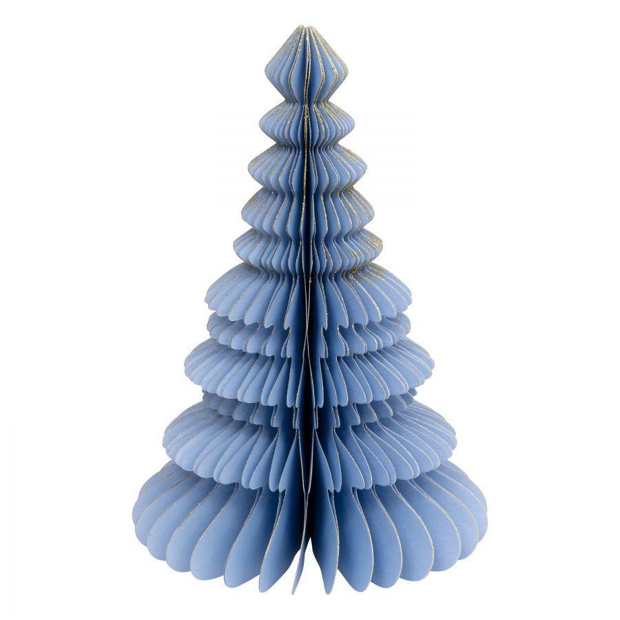 Dekoracja Choinka papierowa origami 30 cm niebieska
