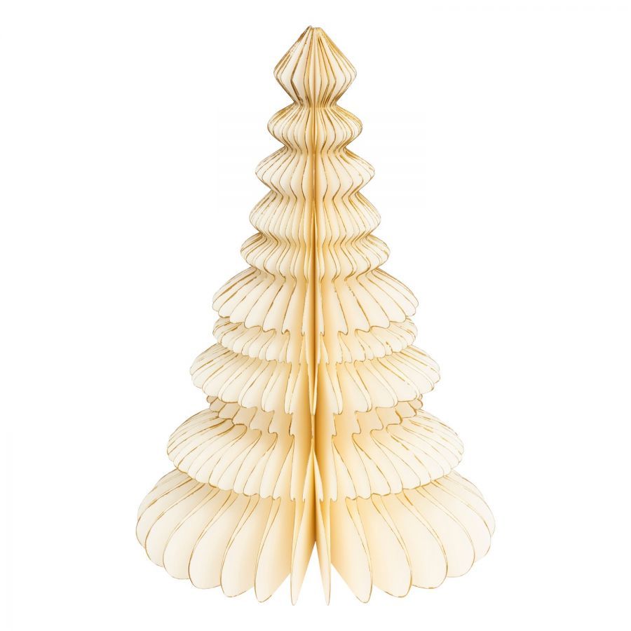 Dekoracja Choinka papierowa origami 30 cm white creme