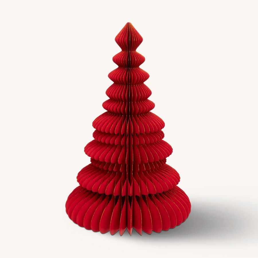 Dekoracja Choinka papierowa składana 90 cm Red