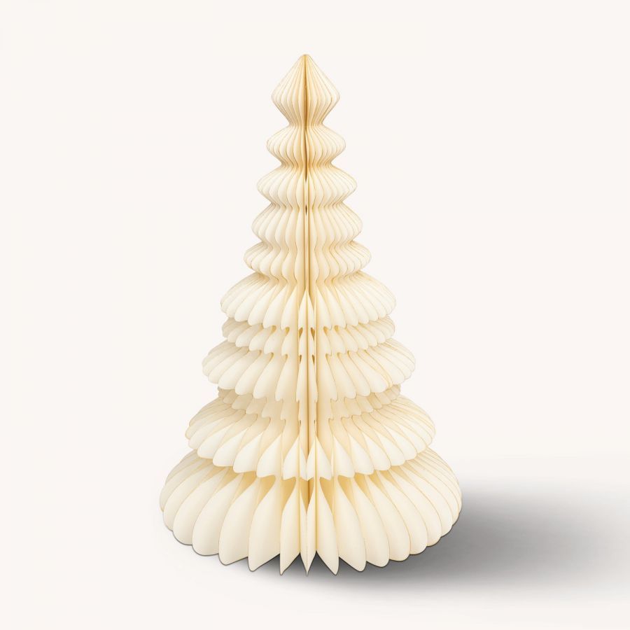 Dekoracja Choinka papierowa składana 90 cm white creme