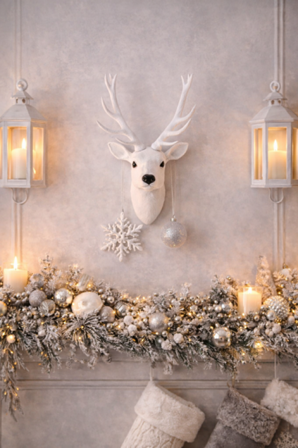 Dekoracja Głowa Jelenia biała