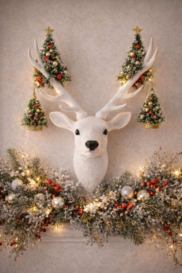 Dekoracja Głowa Jelenia duża biała
