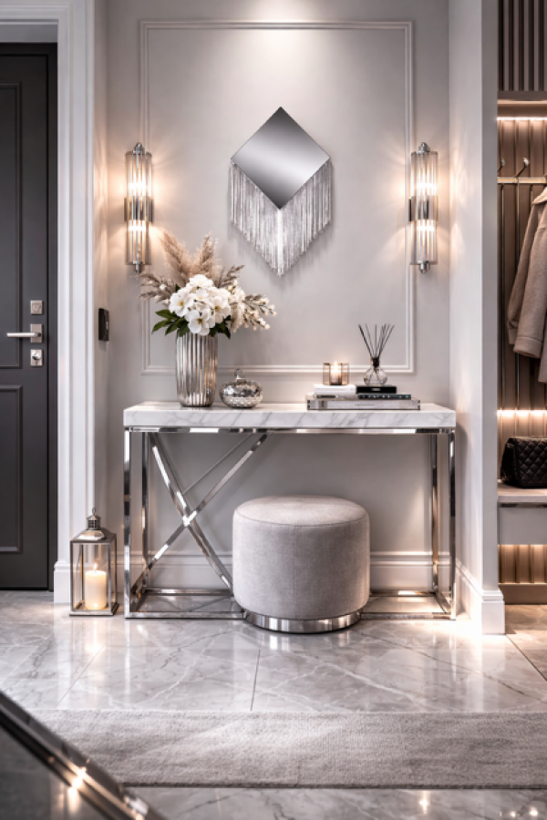 Dekoracja Lustrzana z Frędzlami szara - Inart