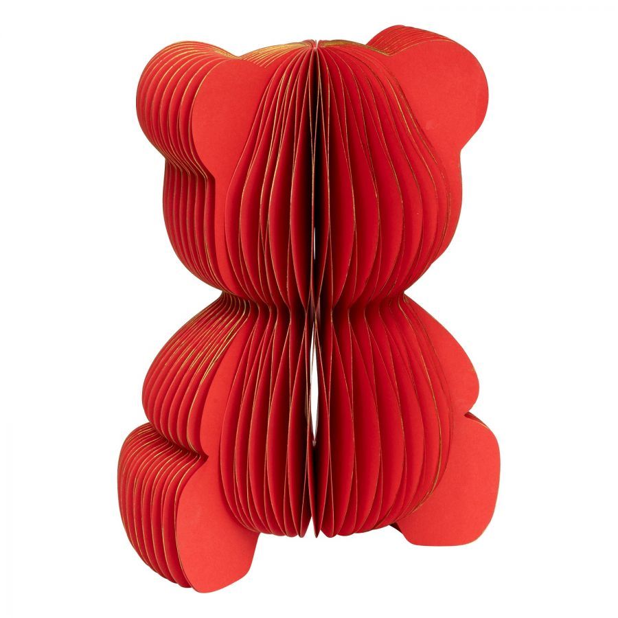 Dekoracja Miś papierowy origami 30 cm czerwony 