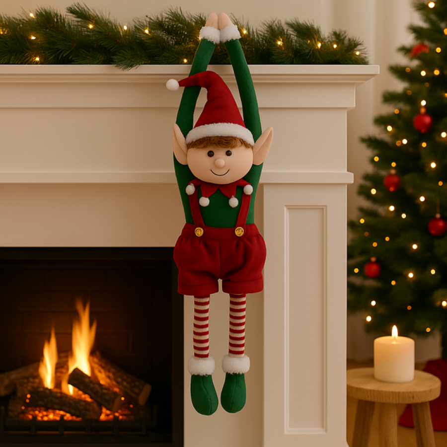 Dekoracja świąteczny Elf wiszący 46 cm