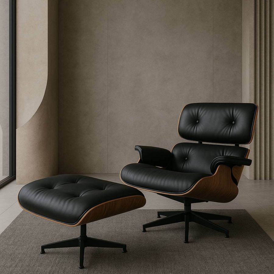 Designerski fotel Lounge Look z podnóżkiem - Item International