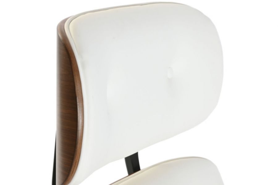 Designerski fotel Lounge Look z podnóżkiem biały - Item International