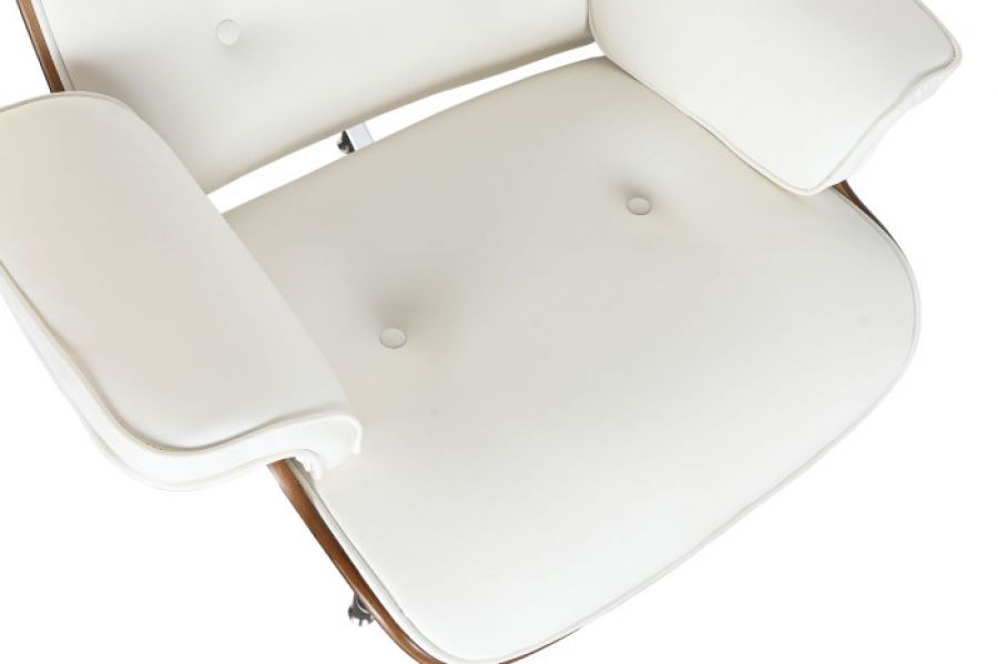Designerski fotel Lounge Look z podnóżkiem biały - Item International