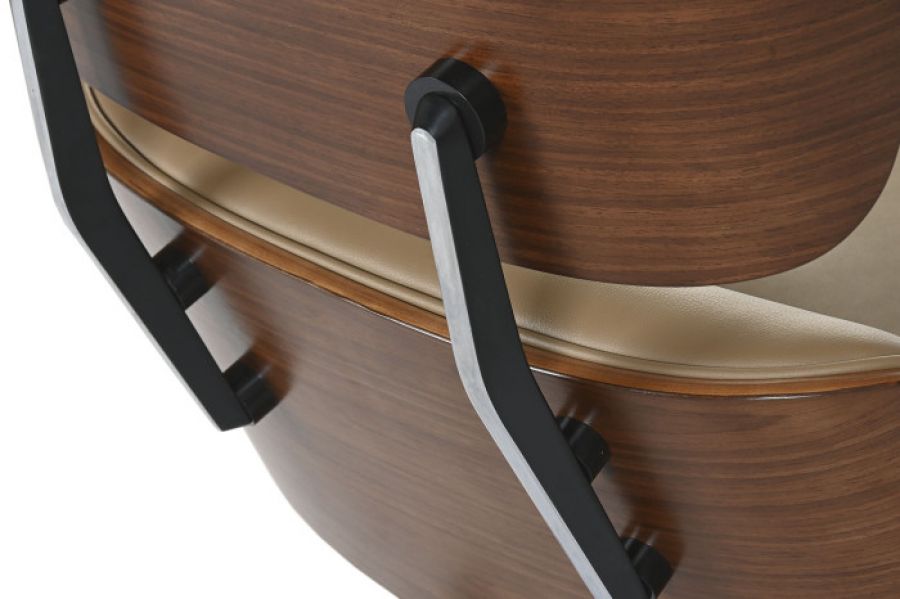 Designerski fotel Lounge Look z podnóżkiem brązowy - Item International