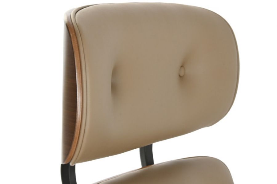Designerski fotel Lounge Look z podnóżkiem brązowy - Item International