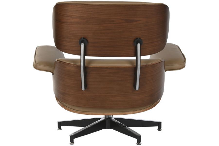 Designerski fotel Lounge Look z podnóżkiem brązowy - Item International