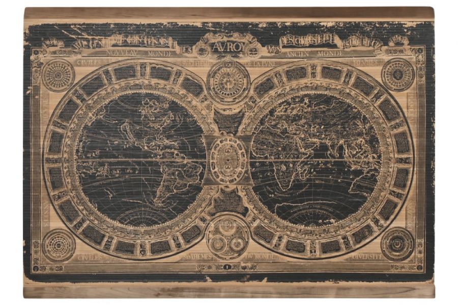 Drewniana Mapa Świata Vintage 149x105 cm