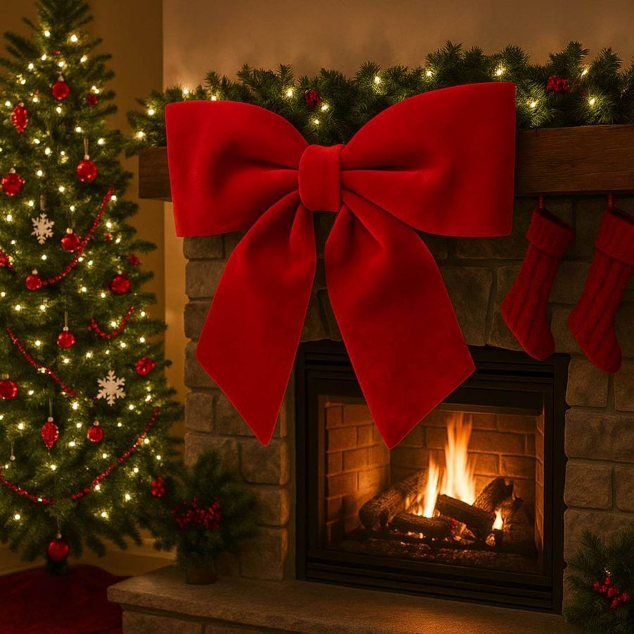 Duża kokarda Velvet czerwona 70 cm