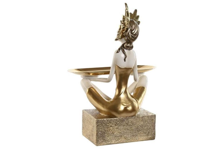 Figura dekoracyjna She z tacą złota