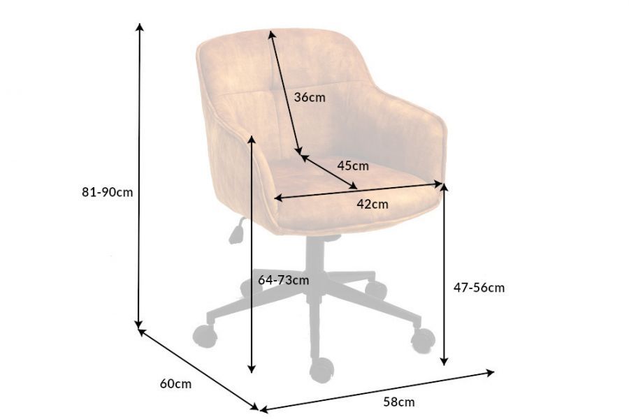 Fotel biurowy Krzesło Euphoria aksamitne musztardowe  - Invicta Interior
