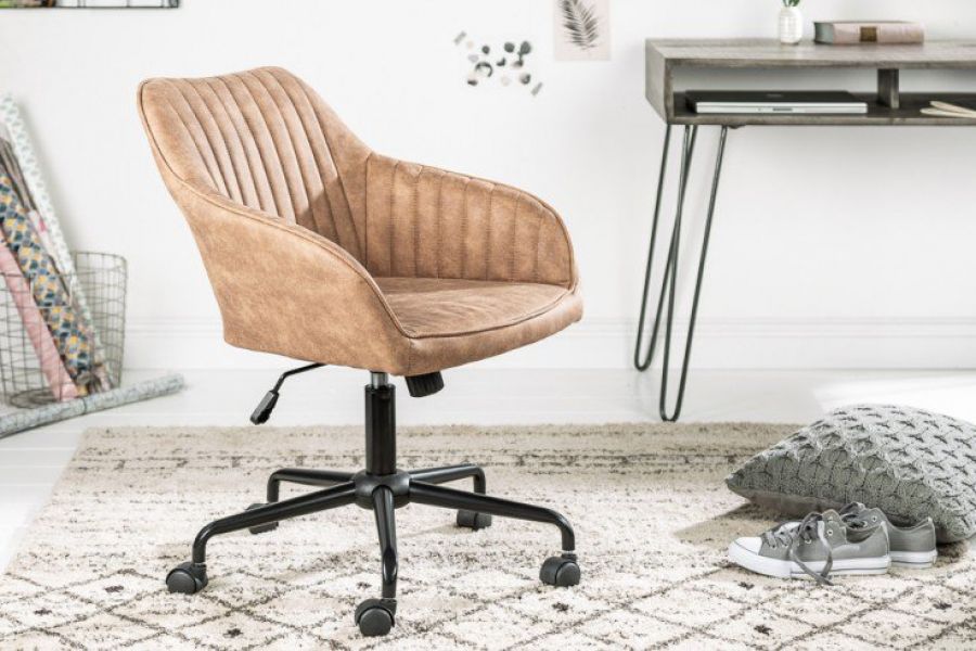 Fotel biurowy Krzesło Turin taupe vintage - Invicta Interior