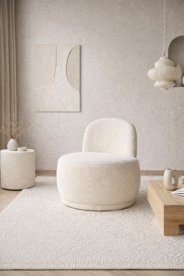 Fotel Boucle Japandi white