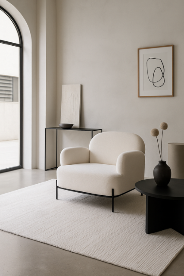 Fotel Boucle lounge biały