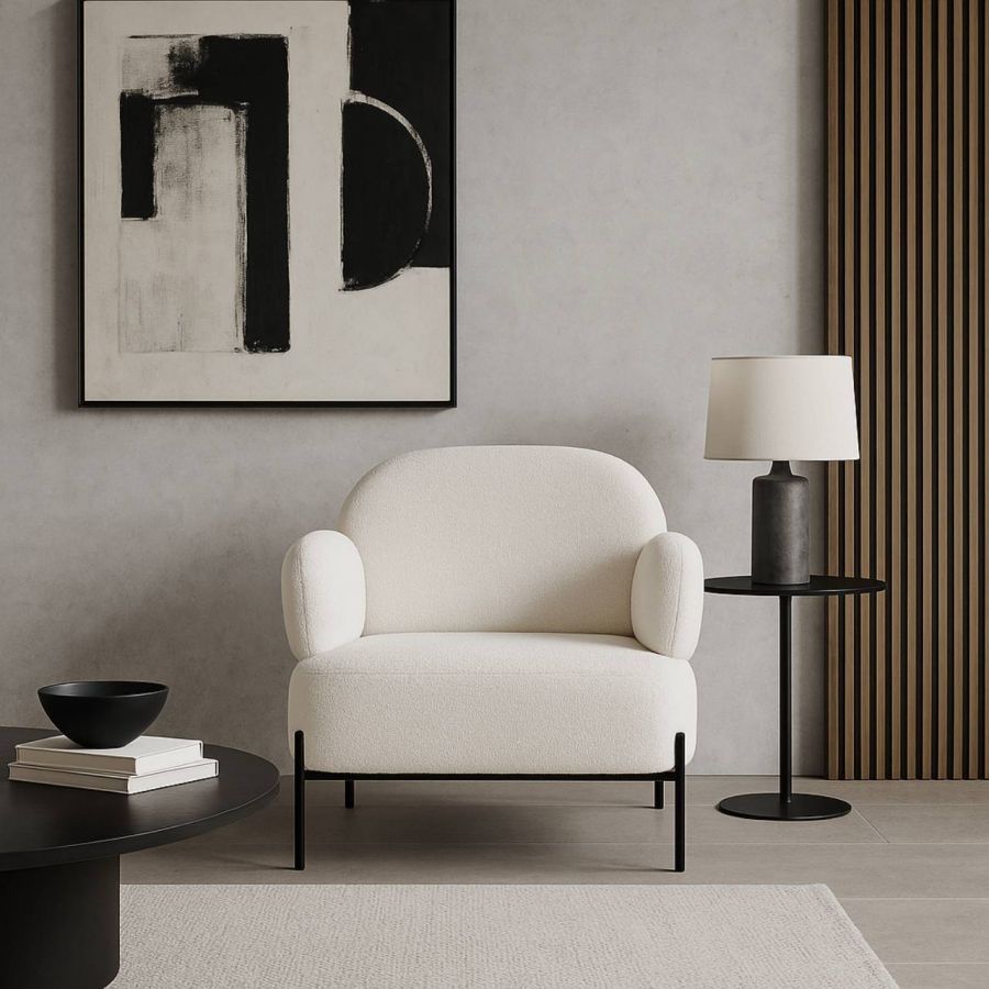 Fotel Boucle lounge biały - Item International