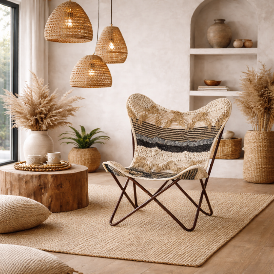 Fotel Butterfly boho hiszpański brązowy - Item International