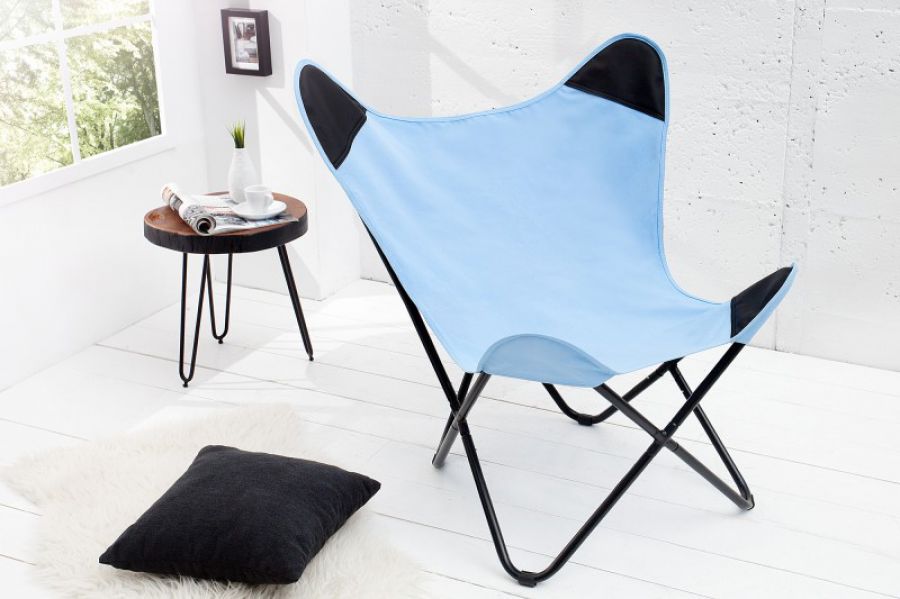 Fotel Butterfly Fabric niebieski  - Invicta Interior