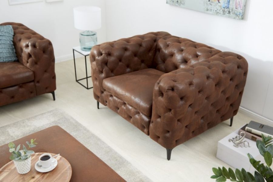 Fotel Chesterfield Modern Barock antyczny brązowy - Invicta Interior