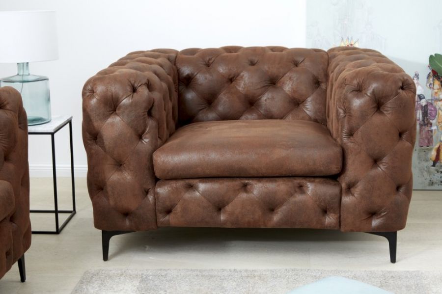 Fotel Chesterfield Modern Barock antyczny brązowy - Invicta Interior