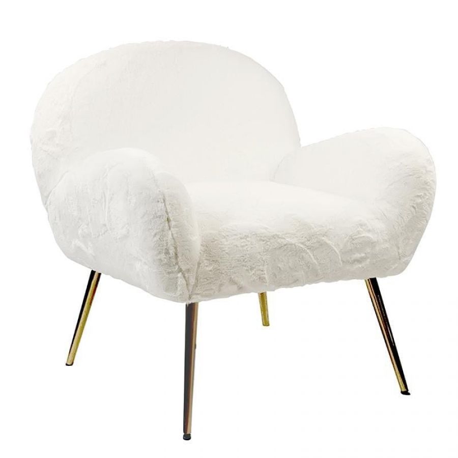 Fotel Cozy armchair z futerkiem złoty - Inart