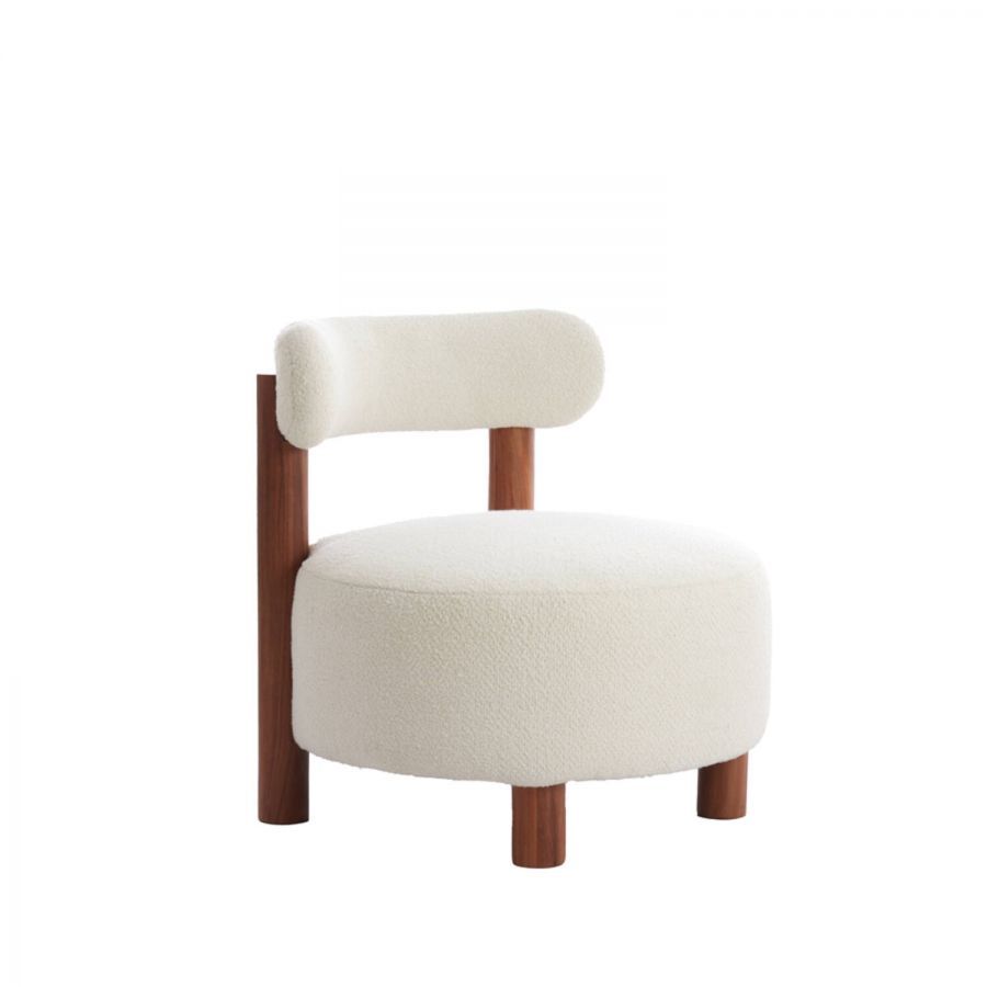 Fotel drewniany Ferentino boucle - Light & Living