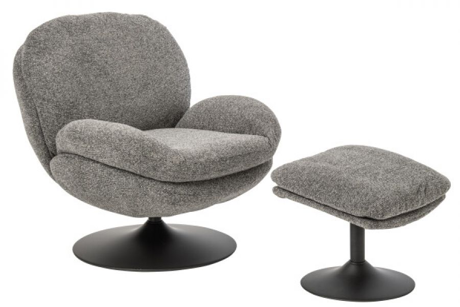 Fotel Lounge Canyon z podnóżkiem szary