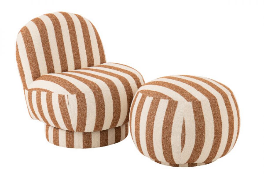 Fotel Lounge Stripes brązowy