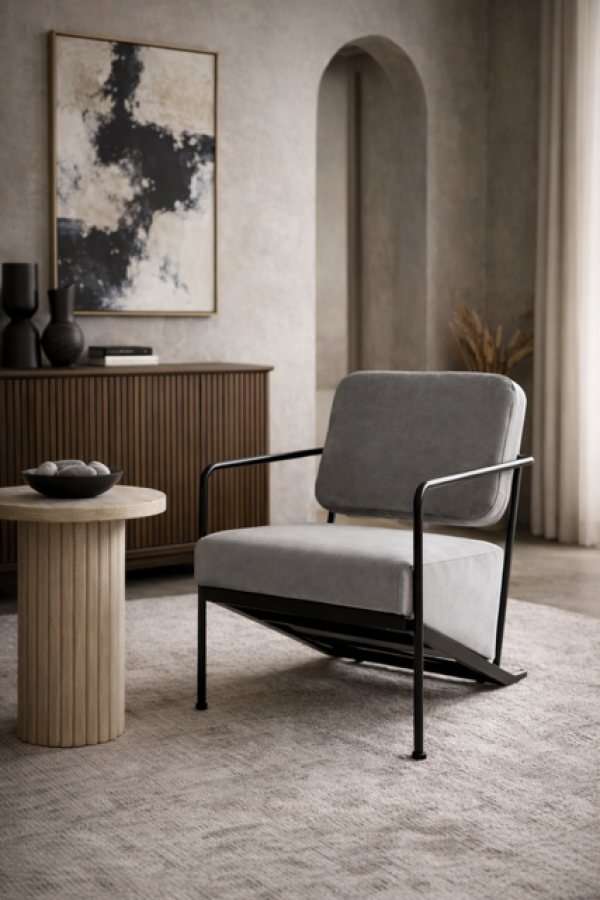 Fotel Metrik velvet szary  - Item International