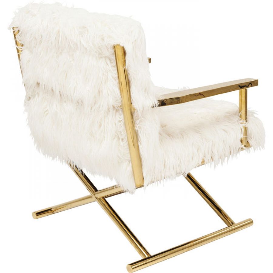 Fotel Mr. Fluffy biało-złoty - Kare Design