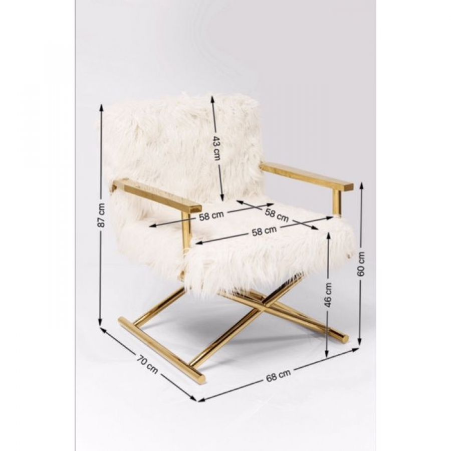 Fotel Mr. Fluffy biało-złoty - Kare Design