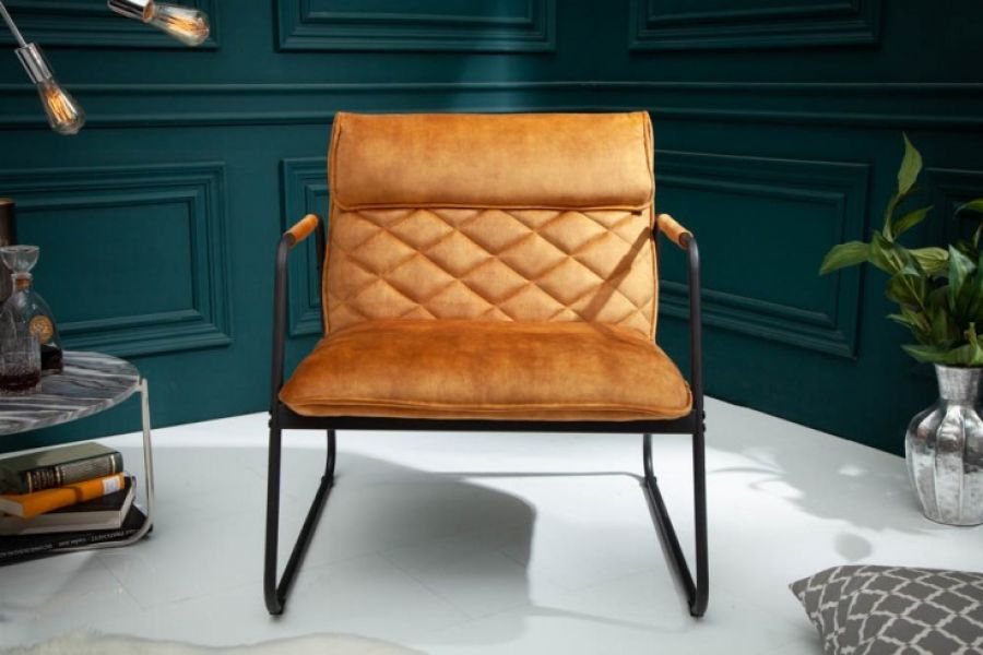 Fotel Mustang Lounger aksamitny musztardowy