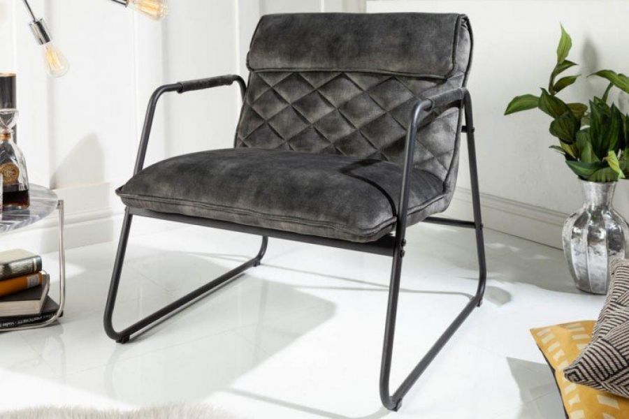 Fotel Mustang Lounger aksamitny szary - Invicta Interior