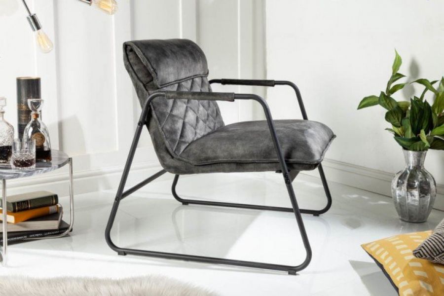 Fotel Mustang Lounger aksamitny szary