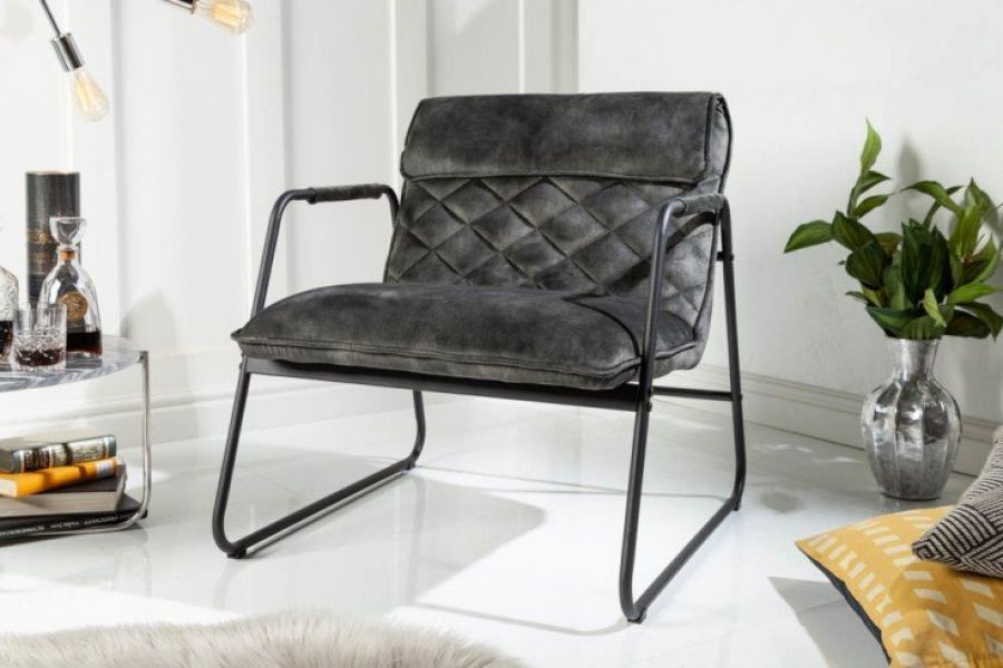 Fotel Mustang Lounger aksamitny szary - Invicta Interior