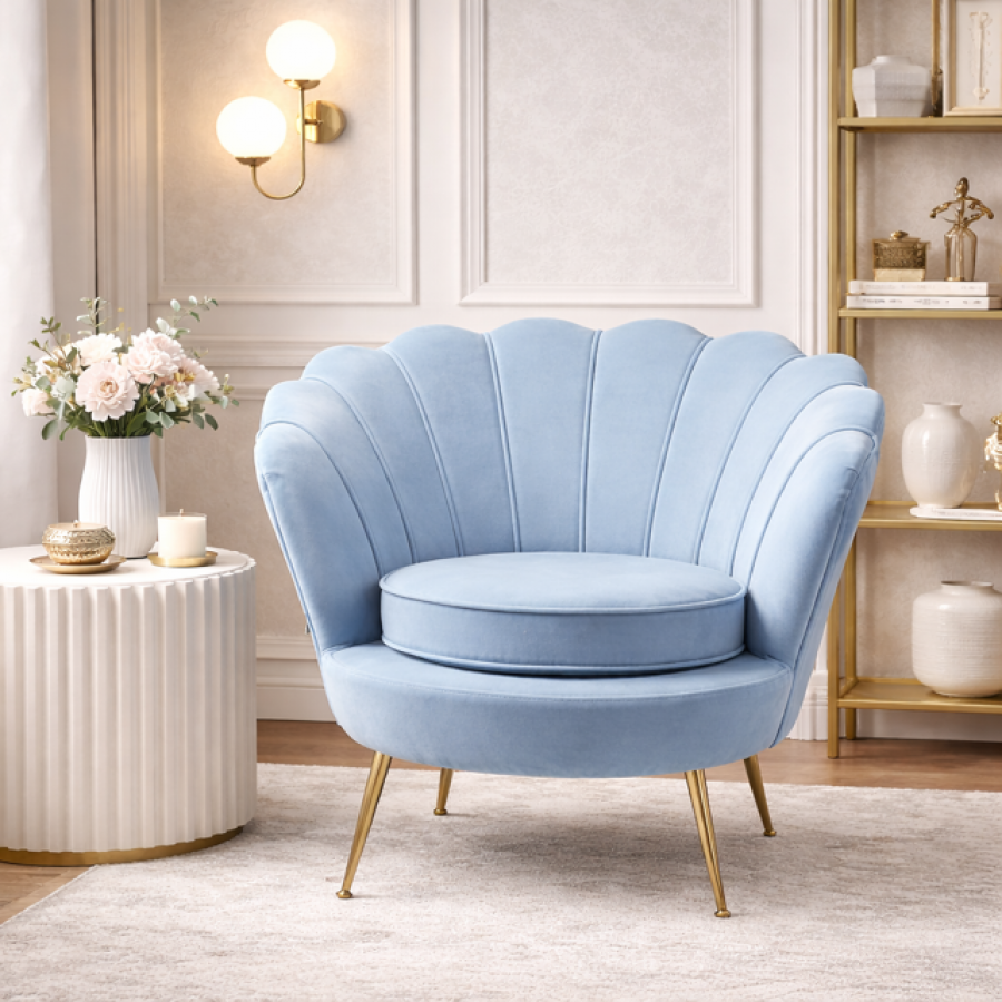 Fotel Muszla Arm Chair Water Lily aqua niebieski - Kare Design