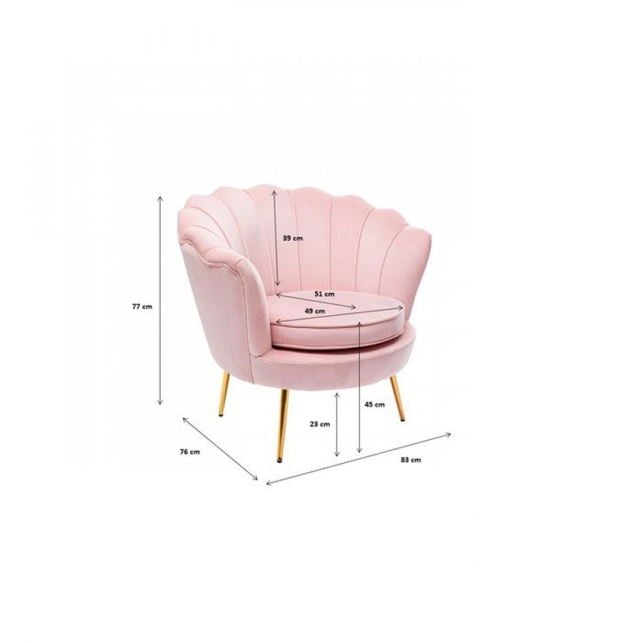 Fotel Muszla Arm Chair Water Lily różowy - Kare Design