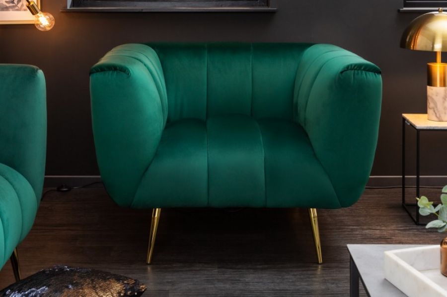 Fotel Noblesse zielony aksamitny - Invicta Interior
