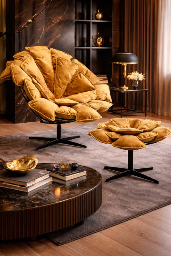 Fotel obrotowy Blossom z podnóżkiem - Kare Design